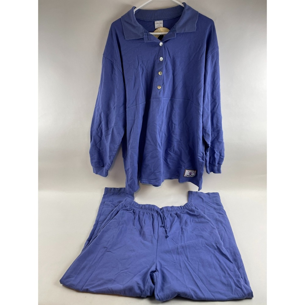 Cherokee 2 Piece Loungewear Women's Size L Purpleish Blue Long Sleeve & Pants